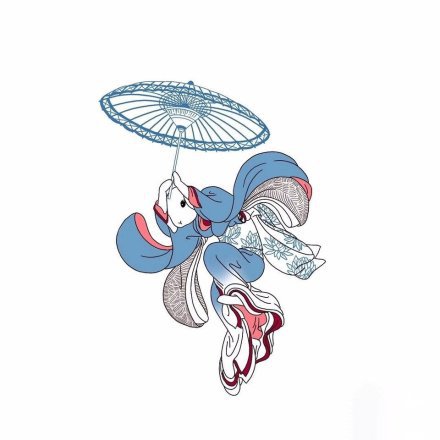 日式风格的创意兔子艺伎纹身手稿图片