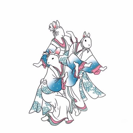 日式风格的创意兔子艺伎纹身手稿图片