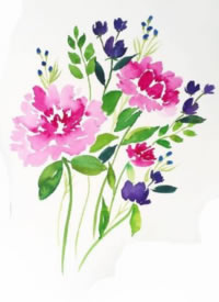 彩色的一组花卉花朵纹身手稿图片