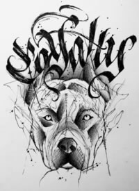 40组漂亮的奇卡诺英文花体字纹身手稿图片