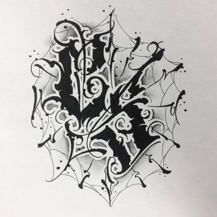 40组漂亮的奇卡诺英文花体字纹身手稿图片