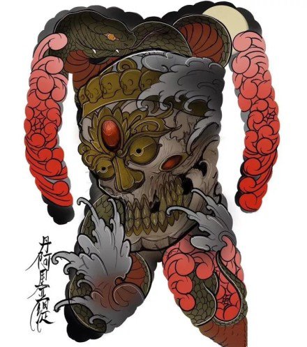 18组霸气新传统全胛大满背的纹身手稿