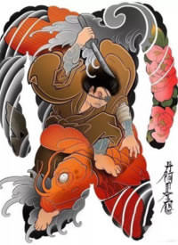 18组霸气新传统全胛大满背的纹身手稿