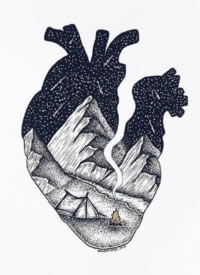 27组点刺山水风景纹身手稿图片