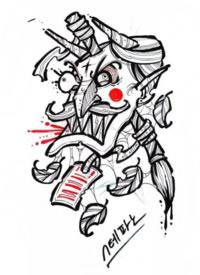 9张怪诞而俏皮的纹身线稿图片欣赏