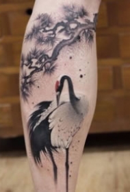 9张好看的中国风传统仙鹤纹身图案缩略频道推荐图