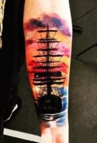 很漂亮的9张大帆船纹身图案