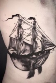 简单风格的欧美暗黑创意男士黑色纹身图片