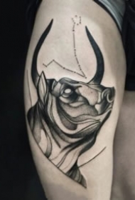9张强壮的公牛头纹身图案欣赏