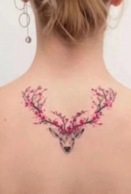 很小清新的一组小鹿头纹身图案