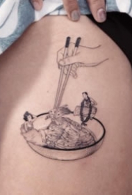 恐怖风格的一组日式拉面纹身图案