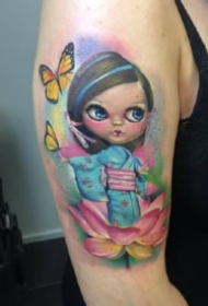 芭比娃娃主题的一组布娃娃纹身图案