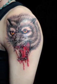 凶恶的血狼等狼纹身图案9张