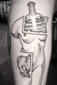 创意的半身体半骷髅风格的9张纹身图案