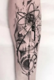 26组黑灰色的点线扫针纹身图案