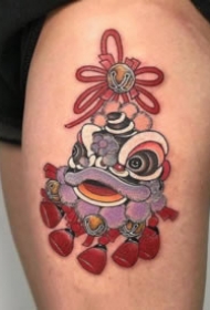 一波红色调日式风格的传统纹身图案