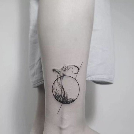 黑灰简约线条水墨纹身图案18张