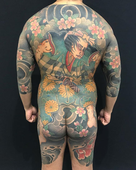 传统日式的满背通体纹身图案9张