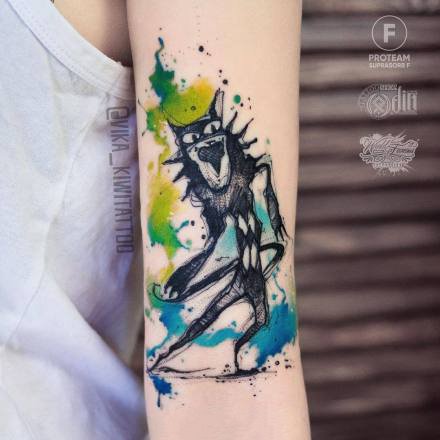 27组水彩跟卡通相结合的彩色纹身作品