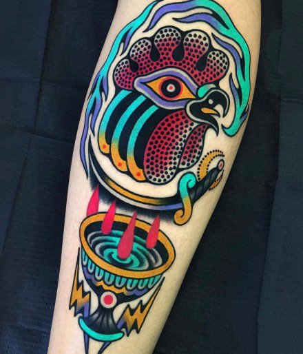 27组水彩跟卡通相结合的彩色纹身作品