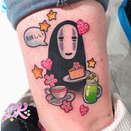 9张千与千寻里面的无脸男纹身作品