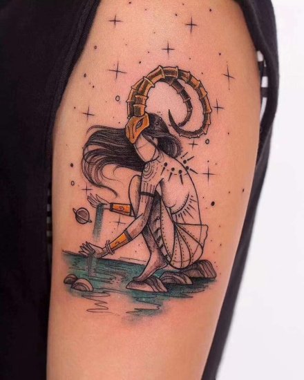 超级好看的水彩十二星座纹身图