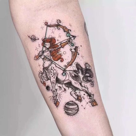 超级好看的水彩十二星座纹身图