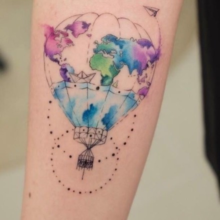 热气球主题的一组小清新纹身图案9张