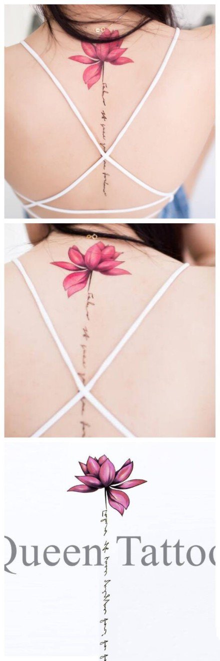 18张唯美女生背部脊椎纹身作品