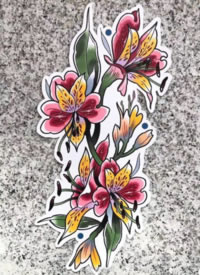 一组小清新花朵纹身手稿图片