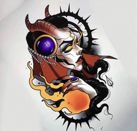 35组new school色彩鲜艳的纹身手稿图片