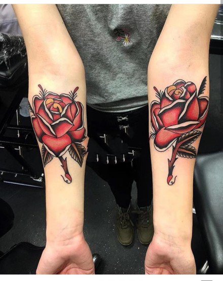 oldschool风格的情侣成对纹身图案