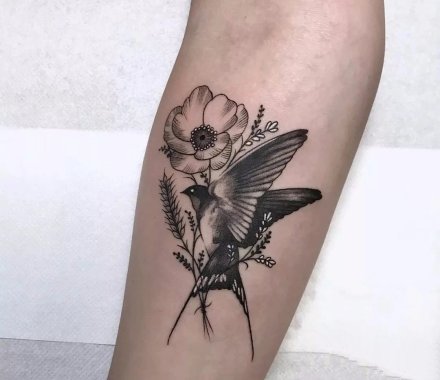 很好看的9张燕子等飞鸟纹身图案