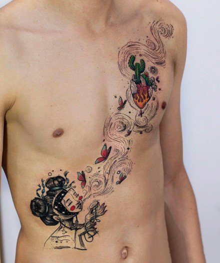 小清新插画风格的一组纹身图片9张