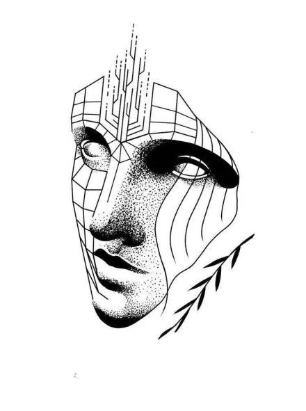 25组创意黑灰点刺小清新纹身手稿图案