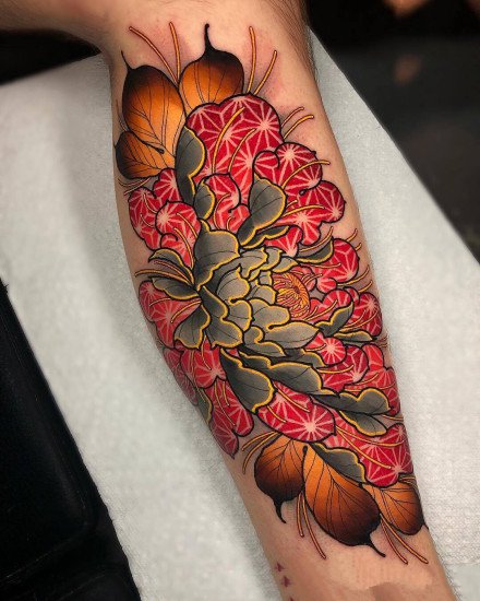 18张传统的牡丹花等纹身图案