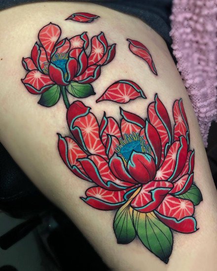 18张传统的牡丹花等纹身图案