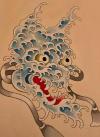 一组蓝色浪花纹身图片素材欣赏