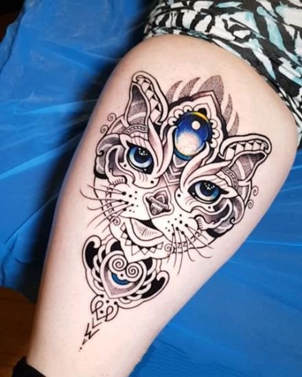 创意的动物和梵花组合的纹身图案