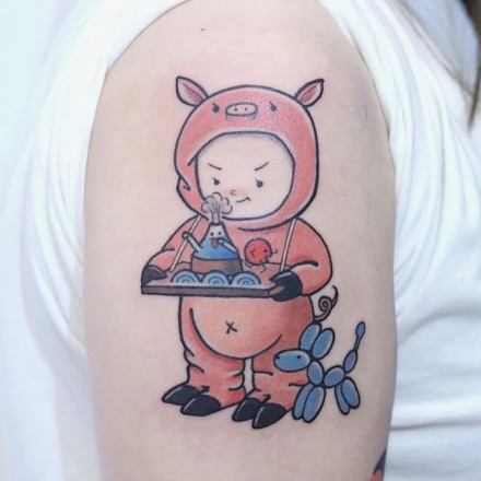 22张猪年的小猪主题纹身图案欣赏