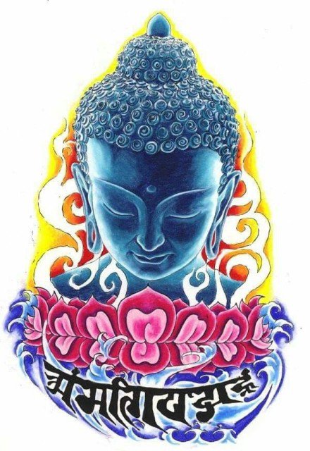 9张不常见的彩色佛像纹身作品图案