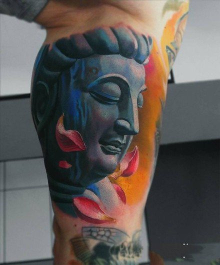 9张不常见的彩色佛像纹身作品图案