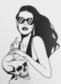 一组黑白色的女郎纹身素材图片