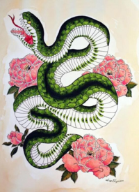 42组适合花臂包臂的的蛇纹身素材图片