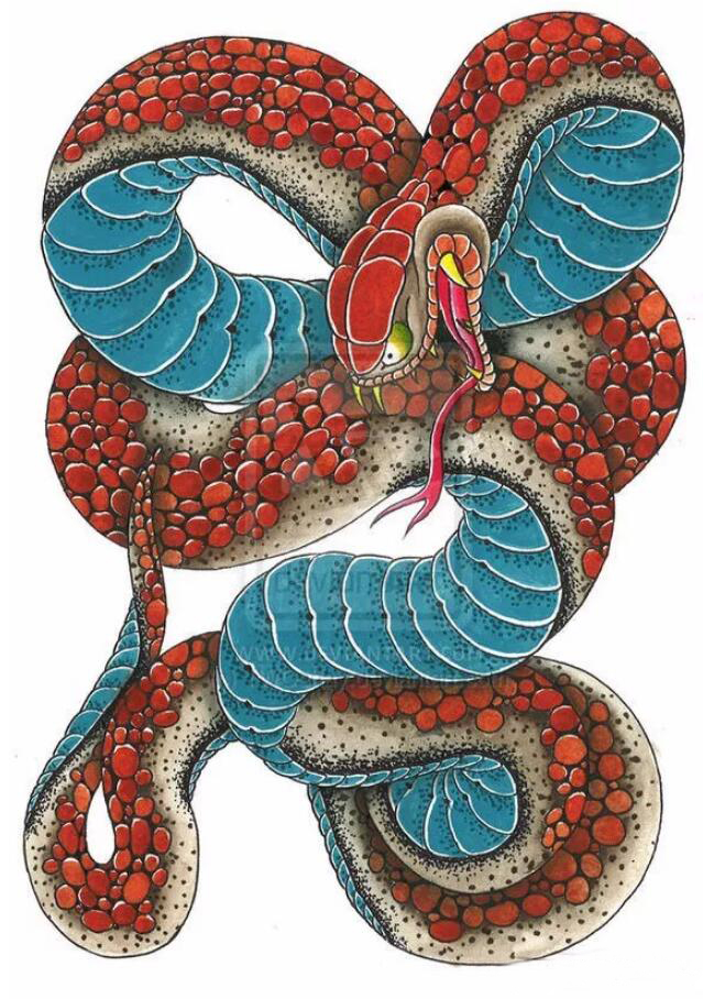 42组适合花臂包臂的的蛇纹身素材图片