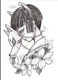 9张传统女郎雏姬的插画纹身图片