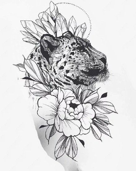 精品的一组欧美黑灰纹身手稿图片