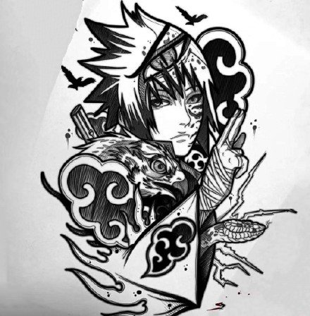 动漫火影忍者的人物纹身手稿图片