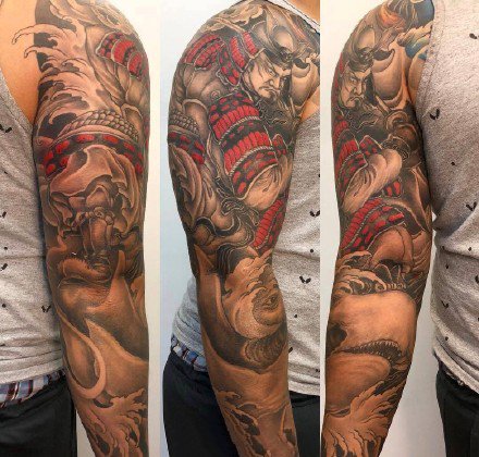 一组新传统风格的帅气花臂纹身作品