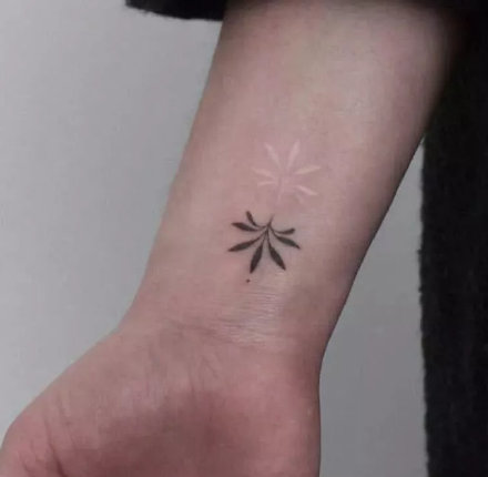 优雅的的一组9张极简小叶子纹身图